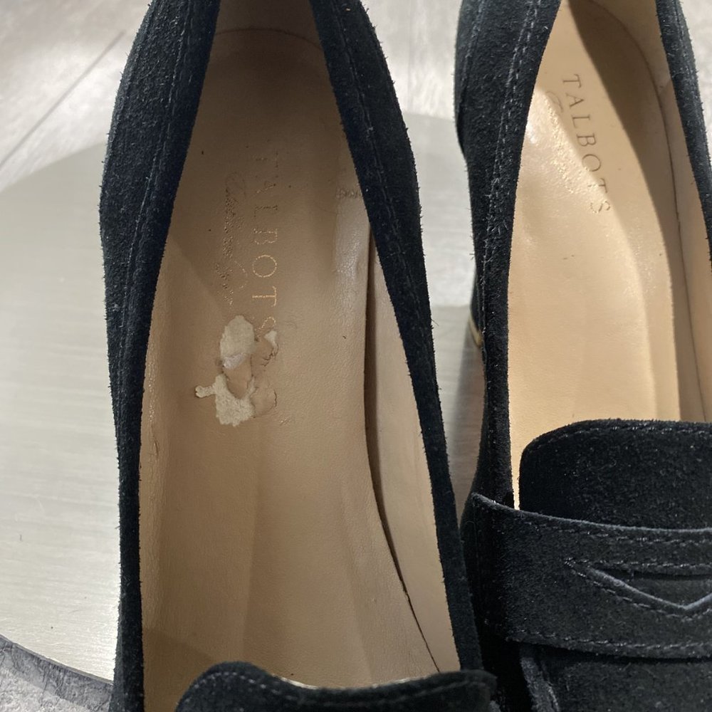 Talbots Corrine black suede penny loafer pumps - Picture 2 of 7